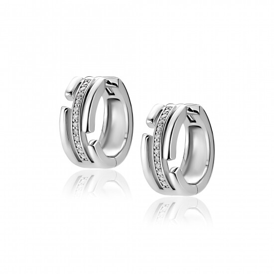 15mm ZINZI zilveren multi-look oorringen 3 banen met witte zirkonia’s ZIO2730