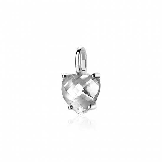 ZINZI zilveren hanger hartje wit ZIH2071 (zonder collier)