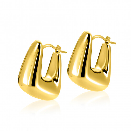 24mm ZINZI gold plated zilveren oorringen met brede buis, vierkante look en handige bovensluiting ZIO2747G