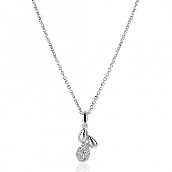 ZINZI zilveren ketting 42-45cm  met hanger met drie druppelvormen ZIC2746