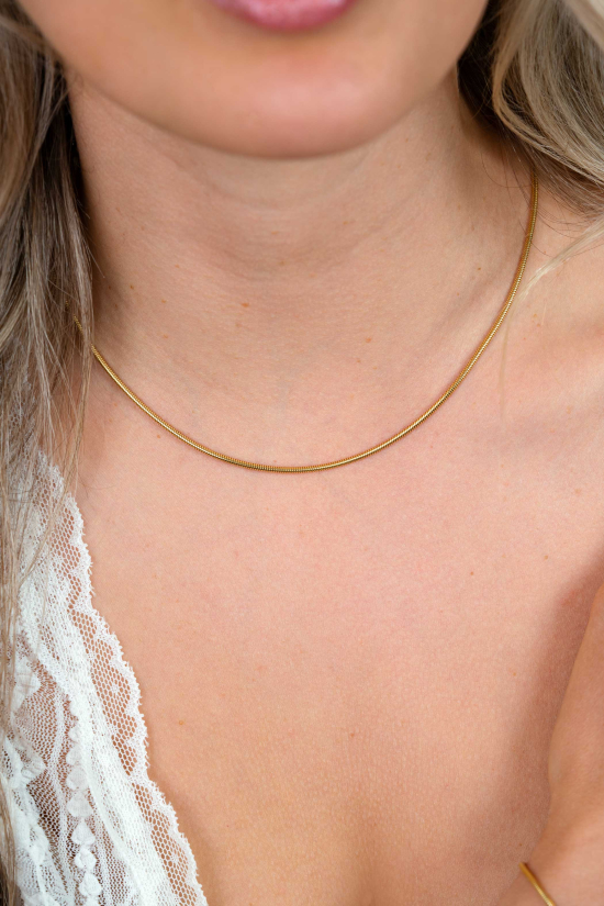 ZINZI gold plated zilveren ronde slangen ketting (1,6mm breed) 42-45cm ZIC2848G