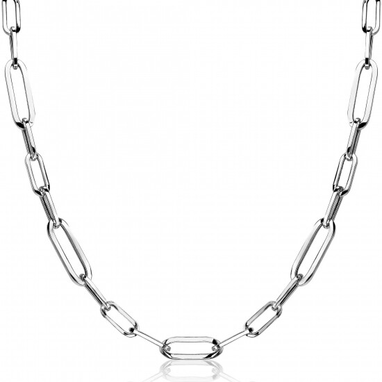 ZINZI zilveren ketting 45cm met ovale closed for ever schakels 6mm breed ZIC1990