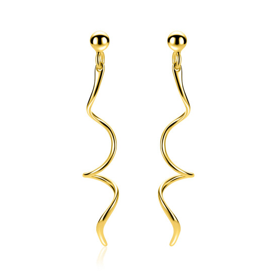 47mm ZINZI goldplated zilveren oorstekers met een speels golvend design ZIO2776G