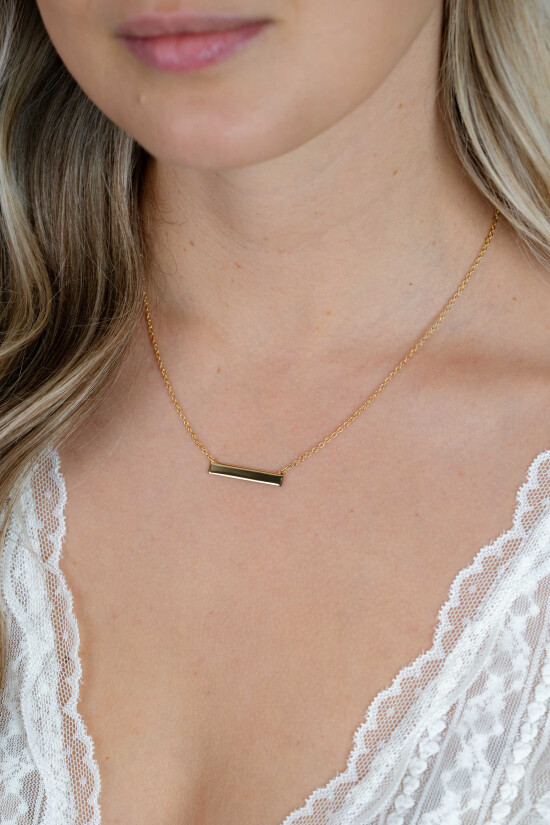 ZINZI gold plated zilveren ketting 45cm met glanzend plaatje om te graveren ZIC2344G