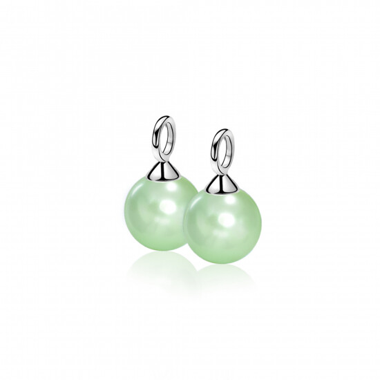 ZINZI zilveren oorbedels parel mintgroen ZICH266M (zonder oorringen)