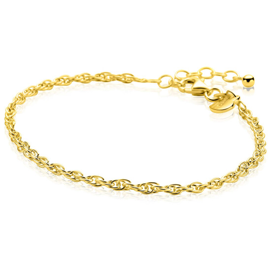 ZINZI gold plated zilveren massieve platte koord armband (2,6mm breed) 18-20cm ZIA2844G
