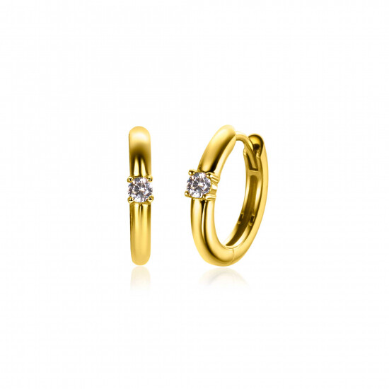 APRIL oorringen 13mm gold plated met geboortesteen diamant wit zirconia

