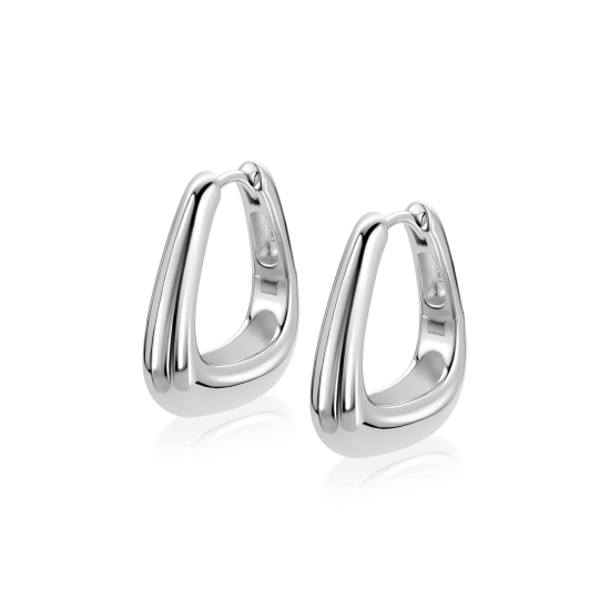 21mm ZINZI zilveren oorringen glad in een trendy tasvorm met luxe klapsluiting ZIO2805