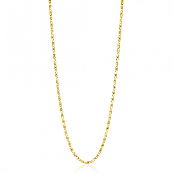 ZINZI gold plated zilveren scroll schakelketting, waarbij de schakels een dubbele krul/kronkeling maken 42-45cm ZIC2479G