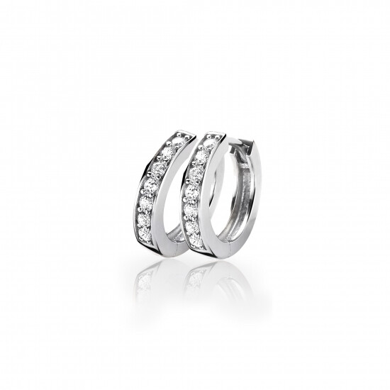 Zinzi zilveren oorringen 15 x 3mm witte zirconia's met luxe klapsluiting ZIO191Z
