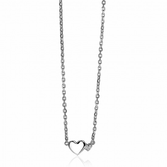 ZINZI zilveren ketting met hartjes zirconia's/zilver 42-45cm ZIC2137