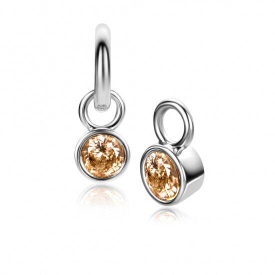 NOVEMBER oorbedels zilver met geboortesteen geel citrien zirconia (excl. oorringen)
