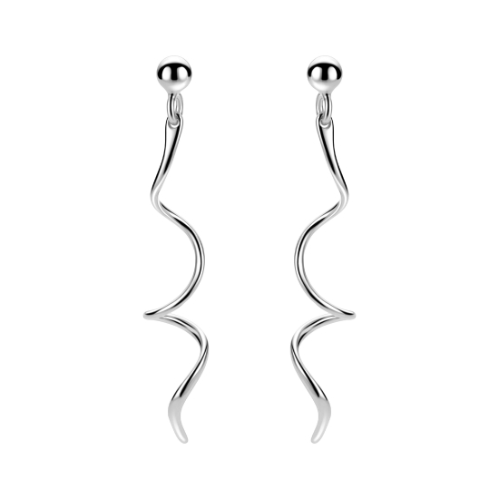 47mm ZINZI zilveren oorstekers met een speels golvend design ZIO2776