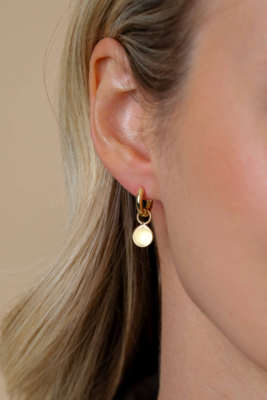 ZINZI gold plated zilveren oorbedels rond 8mm ZICH2345G (zonder oorringen)