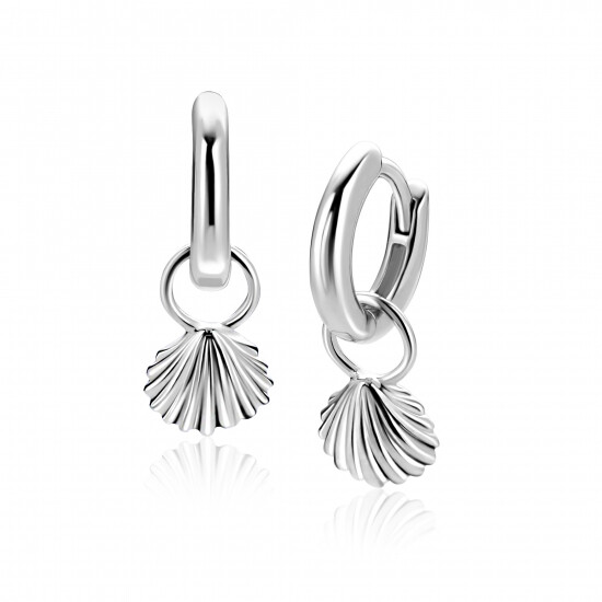 8mm ZINZI zilveren oorbedels schelp ZICH2732 (zonder oorringen)