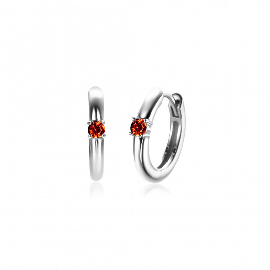 JANUARI oorringen 13mm zilver met geboortesteen rood granaat zirconia
