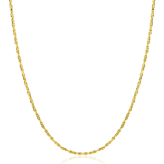 ZINZI gold plated zilveren organisch gedraaide schakel ketting (1,8mm breed) 42-45cm ZIC2843G