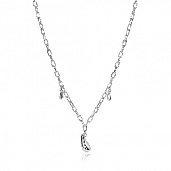 ZINZI zilveren schakel ketting met drie druppelvormige hangers 42-45cm ZIC-BF109