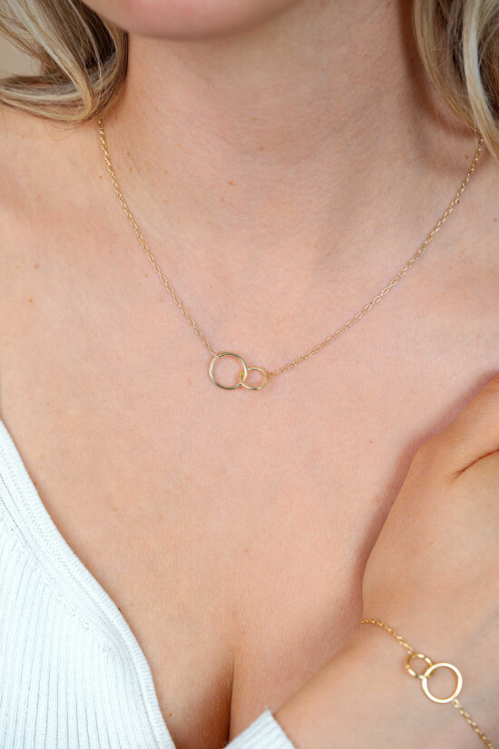ZINZI gold plated zilveren paperclip schakel ketting met ronde vormen 42-45cm ZIC2275G