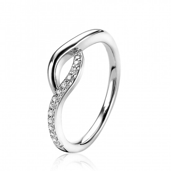 ZINZI zilveren ring crossover witte zirconia's ZIR1971