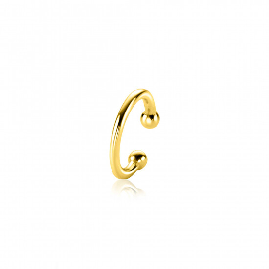 12,5mm ZINZI gold plated zilveren ear cuff gladde buis per stuk geprijsd ZIO-CUFF1G