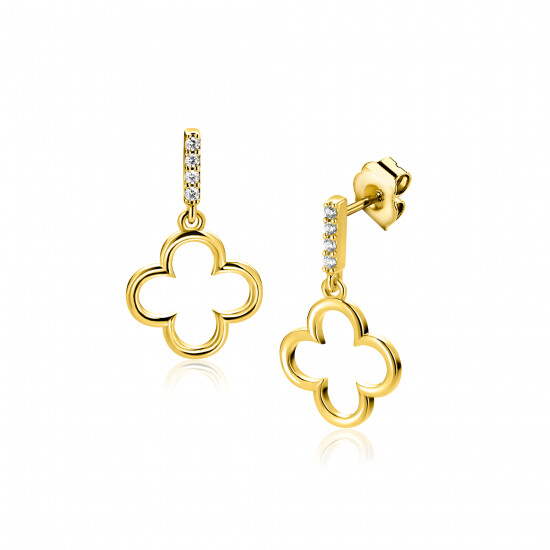 20mm ZINZI gold plated zilveren oorstekers open klaver ZIO2743