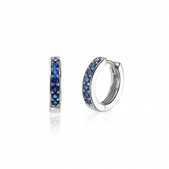 Zinzi zilveren oorringen 15 x 3mm donkerblauw ZIO191DB