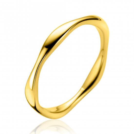 ZINZI gold plated zilveren ring organisch gevormd 2,5mm breed ZIR2610GC