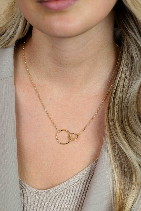 ZINZI zilveren collier geel verguld ronde vormen 42-45cm ZIC1278G