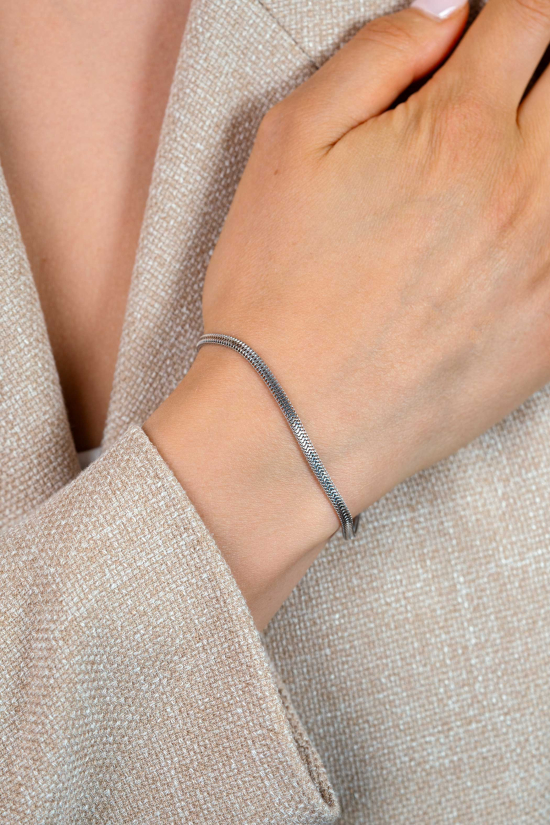 ZINZI zilveren platte slangen schakel armband (2,8mm breed) 18-21cm ZIA2847