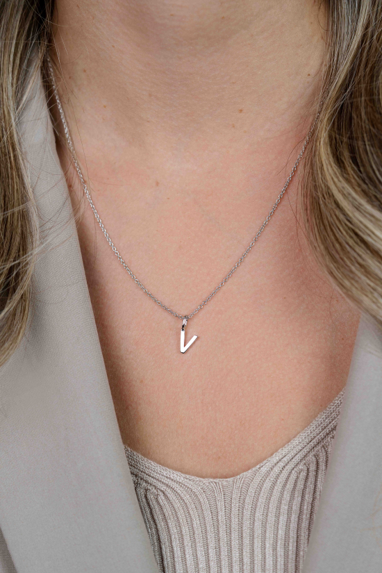 ZINZI zilveren letter hanger V ZIH2140V