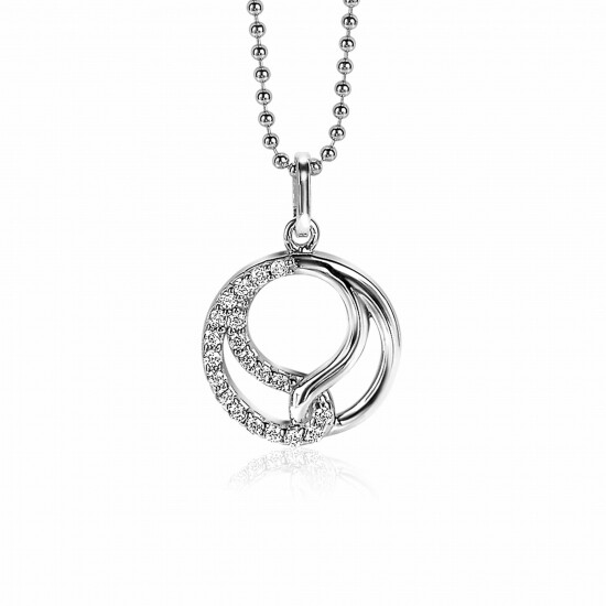 ZINZI zilveren hanger 15 mm, symboliseert verbondenheid, witte zirconia's ZIH2119S (zonder collier)