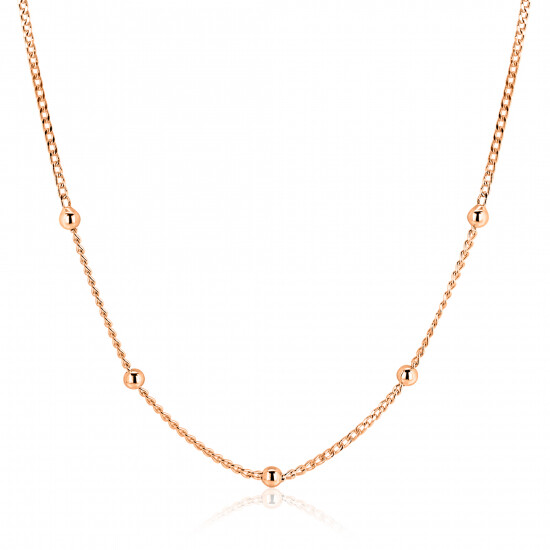 ZINZI rosé-plated zilveren gourmet ketting met vijf bolletjes 42–45cm ZIC2714R