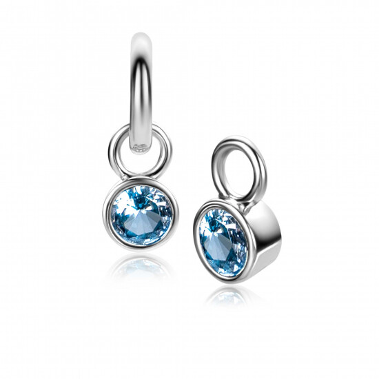 DECEMBER oorbedels zilver met geboortesteen blauw topaas zirconia (excl. oorringen)
