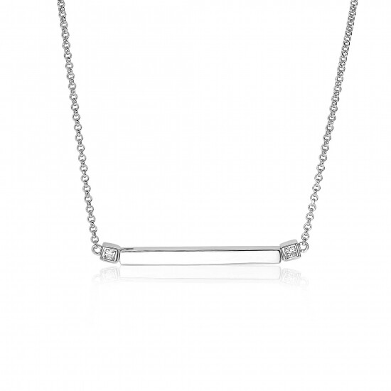 ZINZI zilveren ketting staafje wit 42cm ZIC1817