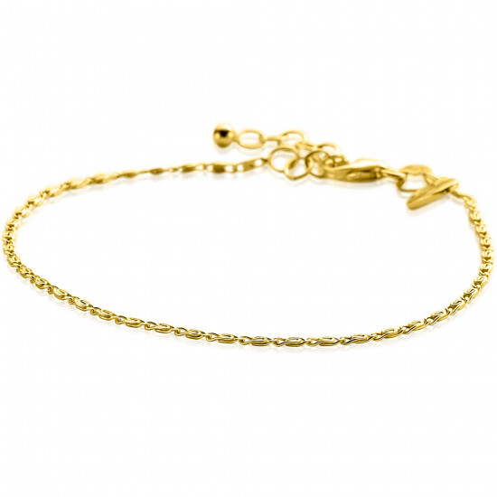 ZINZI gold plated zilveren scroll schakel armband (1,6mm breed) waarbij de schakels een dubbele krul/kronkeling maken 17-20cm ZIA2479G
