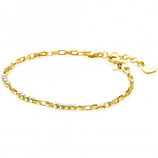 ZINZI gold plated zilveren armband met venetiaanse schakels en witte zirkonia's 17-20cm ZIA-BF102