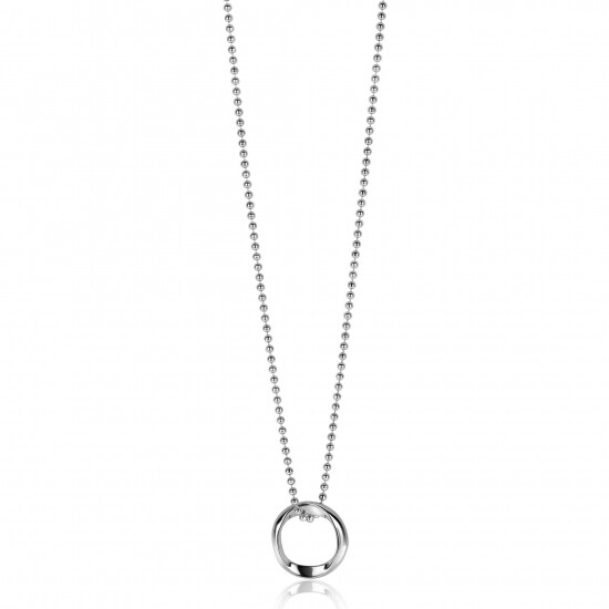 ZINZI zilveren bolletjes ketting met gladde hanger in ronde organische vorm 45-48cm ZIC2611
