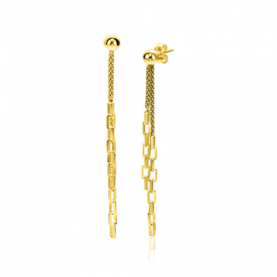 65mm ZINZI gold plated zilveren multi-look oorstekers met bungelende paperclip schakels ZIO2709G