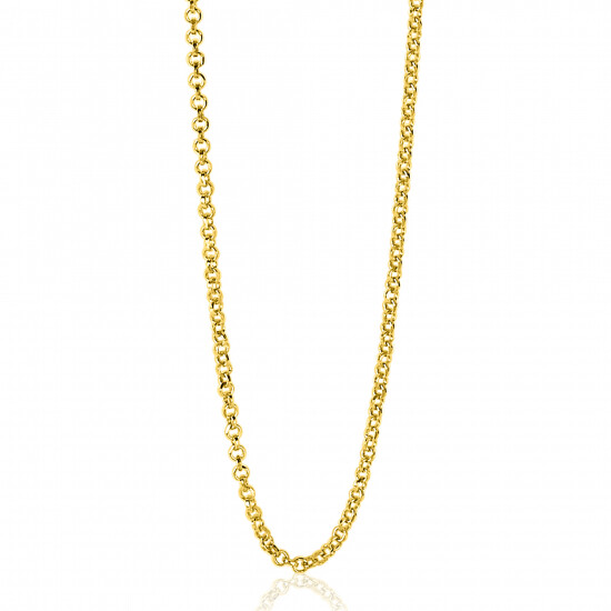 80cm ZINZI zilveren jasseron ketting geel verguld ZILC-J80G