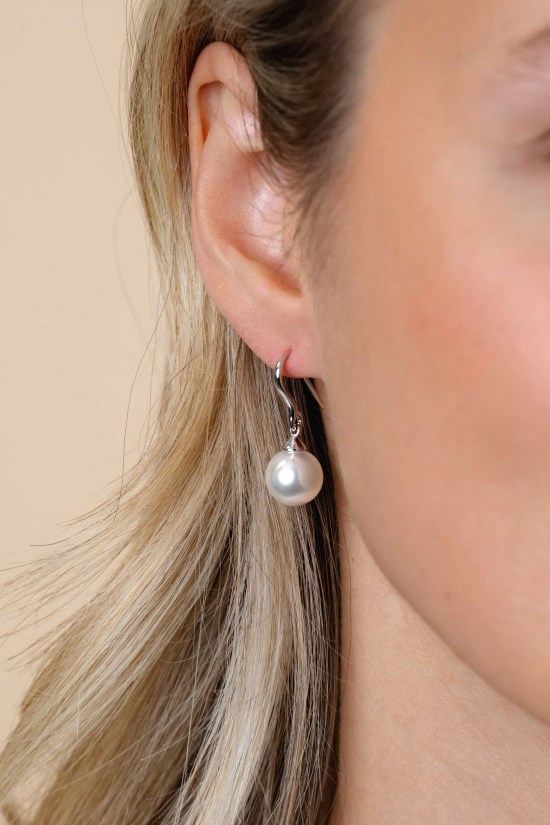 Zinzi zilveren oorhangers parel wit ZIO266