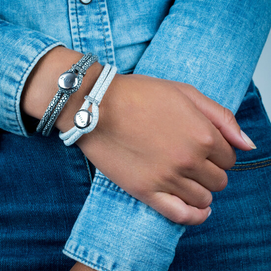 Zinzi roggenleren armband grijs 20cm ZIA846G