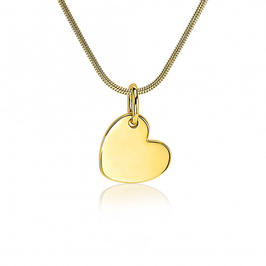 ZINZI zilveren hanger geel verguld glad hartje 12mm ZIH1826G (zonder collier)