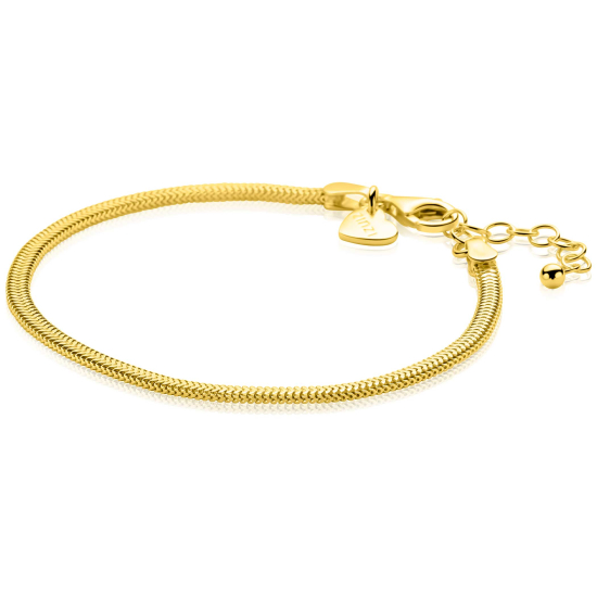 ZINZI gold plated zilveren platte slangen schakel armband (2,8mm breed) 18-21cm ZIA2847G