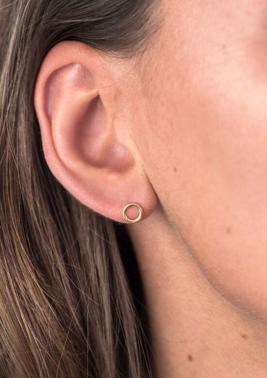 ZINZI Gold 14 karaat gouden oorknoppen open rond 6mm ZGO163