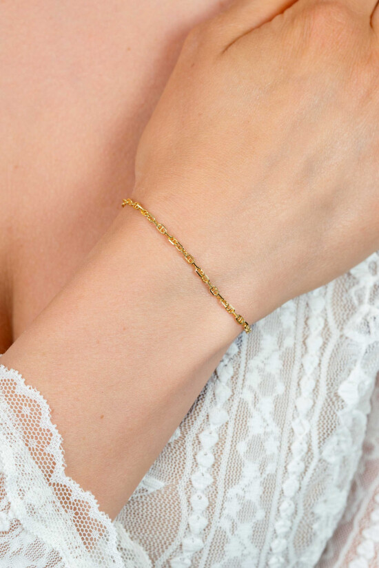 ZINZI gold plated zilveren marine schakel armband (2,3mm breed) 17-20cm ZIA2841G