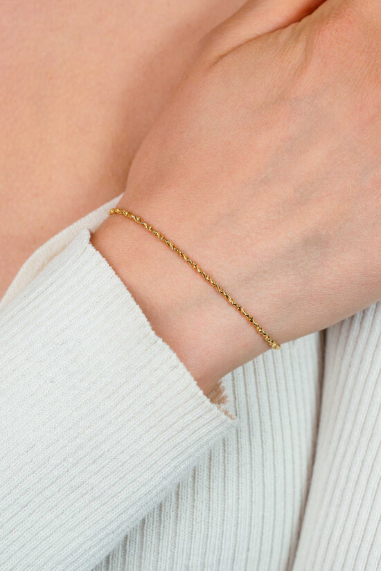 ZINZI gold plated zilveren organisch gedraaide schakel armband (1,8mm breed) 17-20cm ZIA2843G