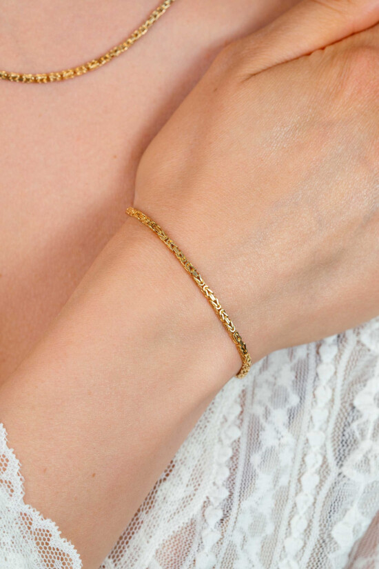 ZINZI gold plated zilveren massieve koningsschakel armband (2mm breed) 17-20cm ZIA2846G