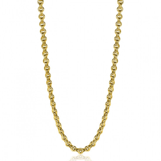 ZINZI zilveren ketting 45cm in14K geelverguld met ronde schakels 5mm breed ZIC2239G