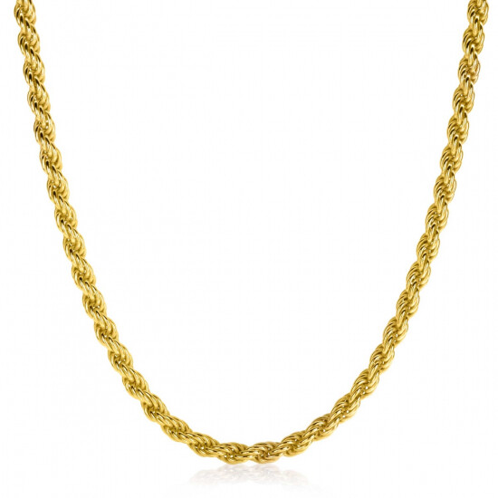 ZINZI gold plated zilveren koord ketting 45cm 4mm breed ZIC2343G